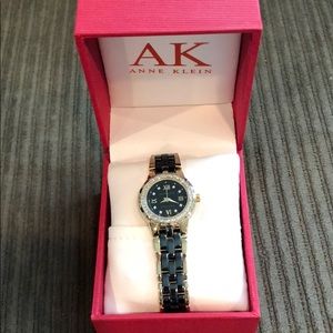 Anne Klein black and gold watch